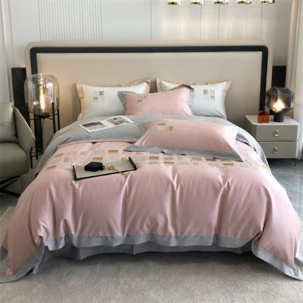 总 太古汇2022新款长绒棉高定绣花魔方四件套场景一