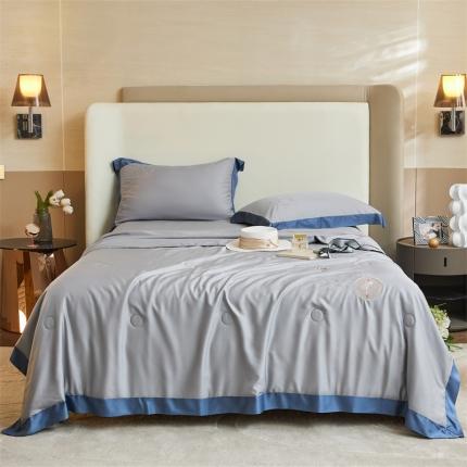 91家纺网 家纺一手货源 找家纺 2022新款莫代尔天丝A类至纯大豆抗菌防螨夏被 赫本-冰川灰