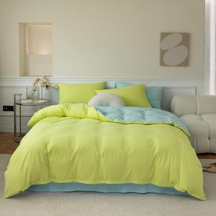 91家纺网 家纺一手货源 找家纺 风向标 2022新款A类云感全棉针织素色双拼四件套 棉花果糖