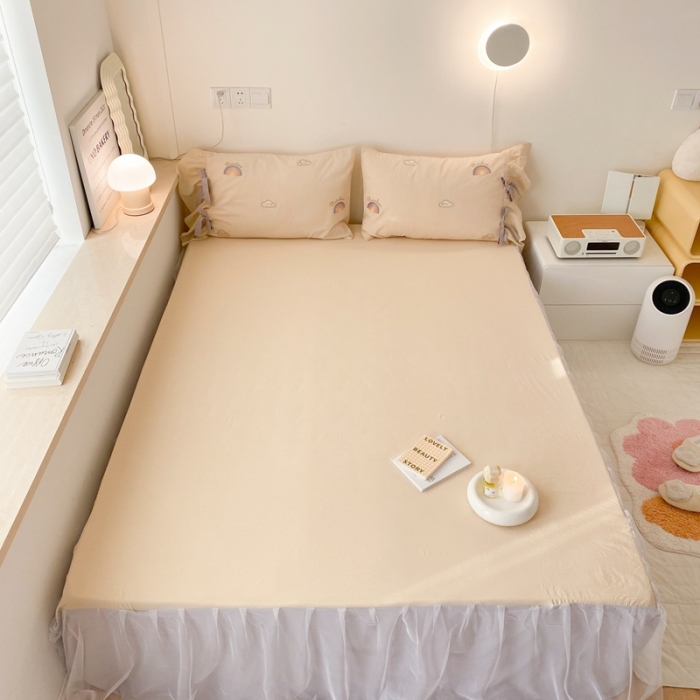 91家纺网 家纺一手货源 找家纺 嗨购家纺 2022新款色织水洗棉四件套-彩虹 彩虹黄