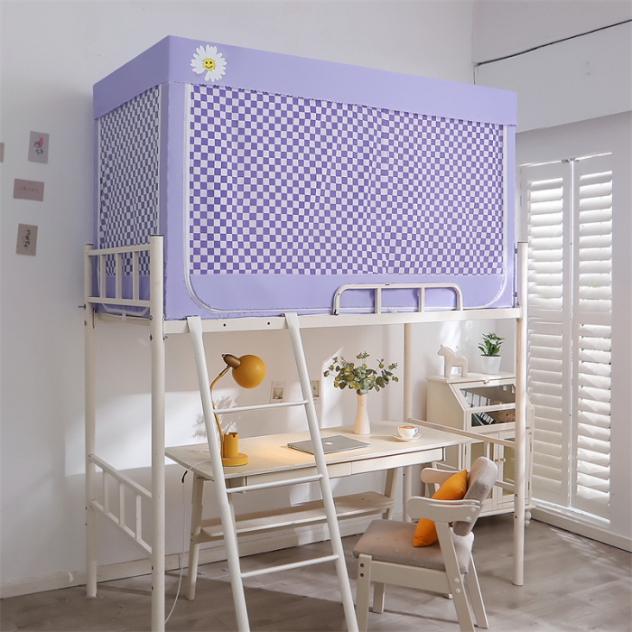 91家纺网 家纺一手货源 找家纺 新太阳 2022新款遮光防尘一体式学生蚊帐 雏菊-紫