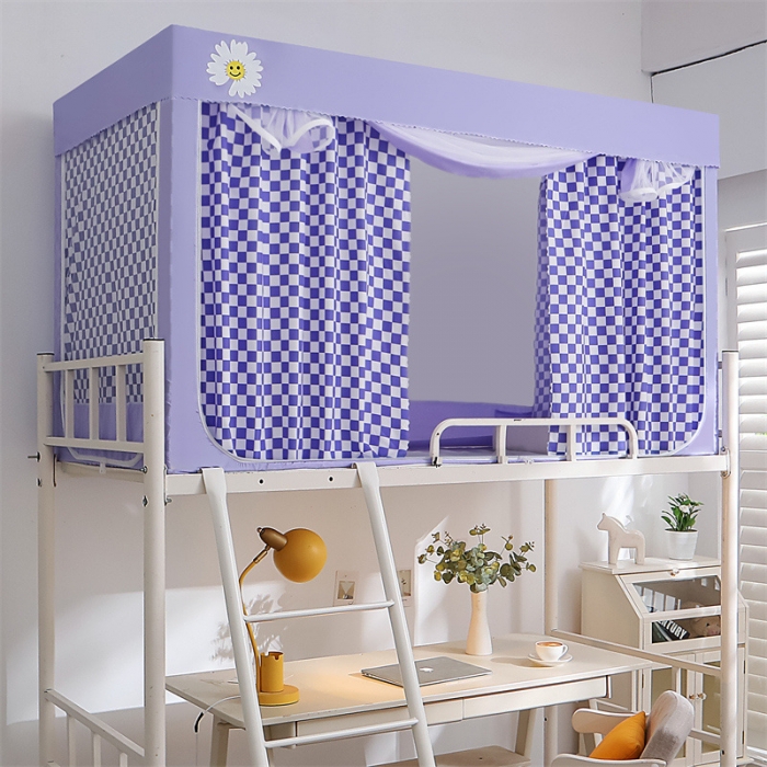 91家纺网 家纺一手货源 找家纺 新太阳 2022新款遮光防尘一体式学生蚊帐 雏菊-紫