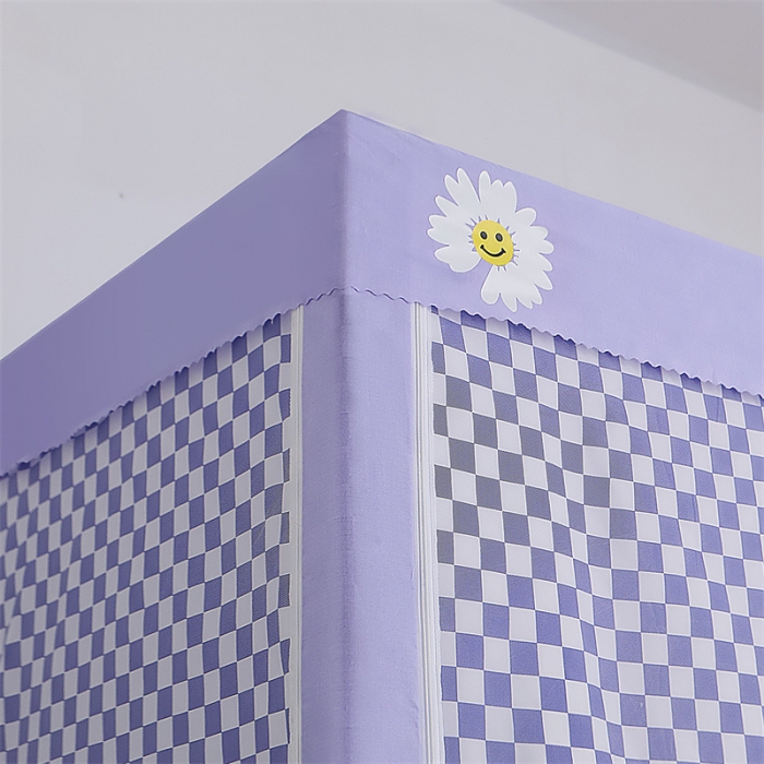 91家纺网 家纺一手货源 找家纺 新太阳 2022新款遮光防尘一体式学生蚊帐 雏菊-紫