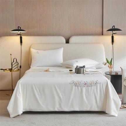 91家纺网 家纺一手货源 找家纺 头等舱 2022新款全棉A类纯色大豆抗菌防螨夏被百花齐放-白