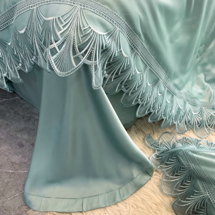 91家纺网 家纺一手货源 找家纺 榻尚2023新款80S高端天丝夏被四件套悦涟漪绿 会员-20