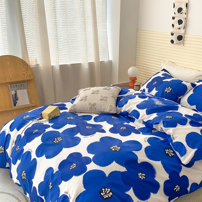 91家纺网 家纺一手货源 找家纺 怡家居 2022春季新款全棉四件套第四批 蓝茵