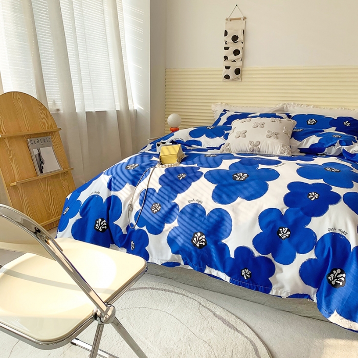 91家纺网 家纺一手货源 找家纺 怡家居 2022春季新款全棉四件套第四批 蓝茵