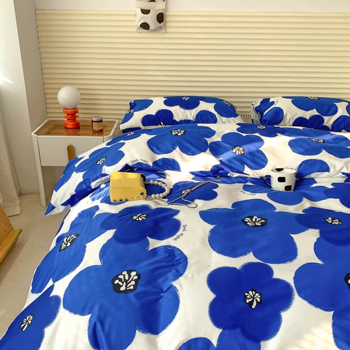 91家纺网 家纺一手货源 找家纺 怡家居 2022春季新款全棉四件套第四批 蓝茵