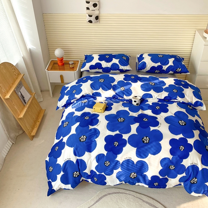 91家纺网 家纺一手货源 找家纺 怡家居 2022春季新款全棉四件套第四批 蓝茵