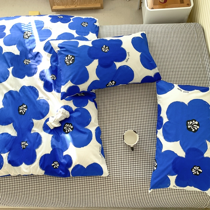 91家纺网 家纺一手货源 找家纺 怡家居 2022春季新款全棉四件套第四批 蓝茵