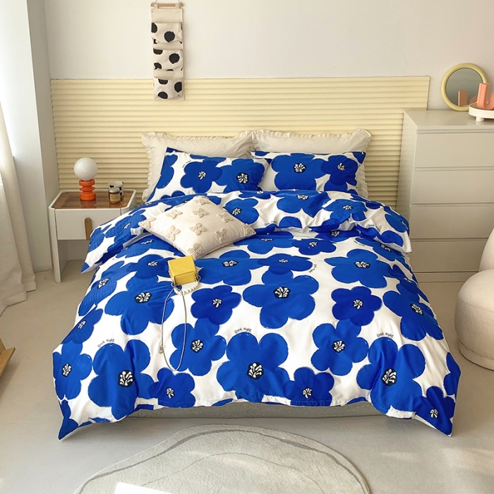 91家纺网 家纺一手货源 找家纺 怡家居 2022春季新款全棉四件套第四批 蓝茵