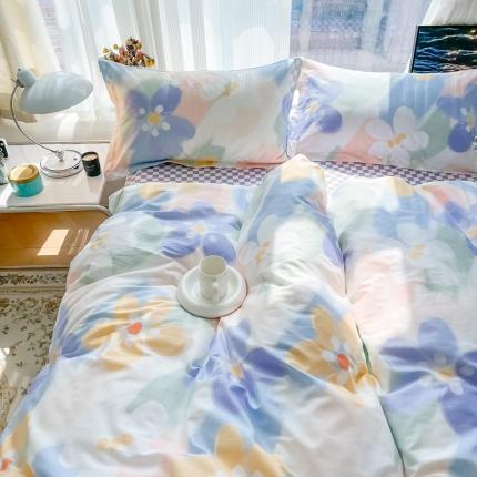 91家纺网 家纺一手货源 找家纺 （总）盛馨 2023新款小清新北欧风精梳棉全棉四件套