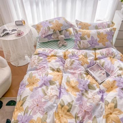 91家纺网 家纺一手货源 找家纺 （总）盛馨 2023新款小清新北欧风精梳棉全棉四件套