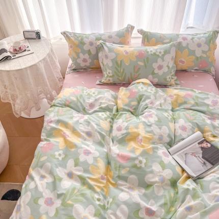 91家纺网 家纺一手货源 找家纺 （总）盛馨 2023新款小清新北欧风精梳棉全棉四件套