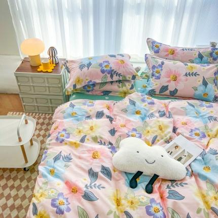 91家纺网 家纺一手货源 找家纺 （总）盛馨 2023新款小清新北欧风精梳棉全棉四件套