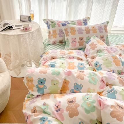 91家纺网 家纺一手货源 找家纺 （总）盛馨 2023新款小清新北欧风精梳棉全棉四件套