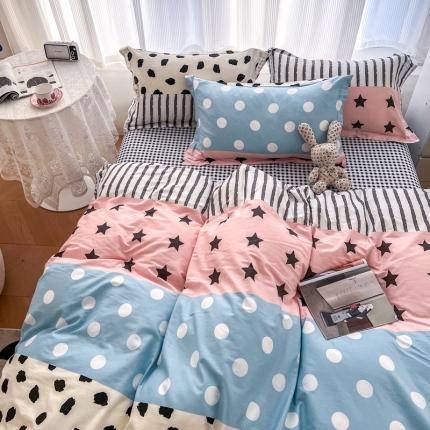 91家纺网 家纺一手货源 找家纺 （总）盛馨 2023新款小清新北欧风精梳棉全棉四件套