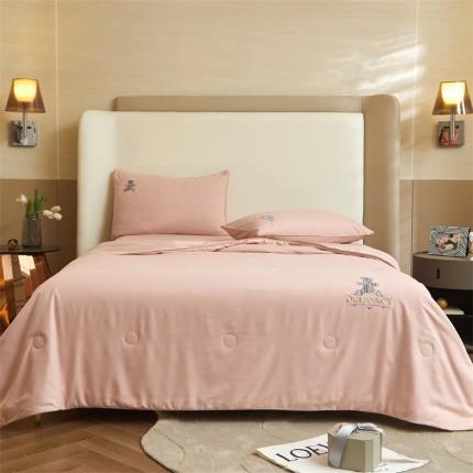 91家纺网 家纺一手货源 找家纺 头等舱 2022甄柔棉A类雕花大豆抗菌防螨夏被艾米熊-豆沙