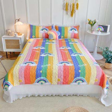 91家纺网 家纺一手货源 找家纺 星尚 2022新款全棉夹棉床盖仙女系四件套 彩虹心事