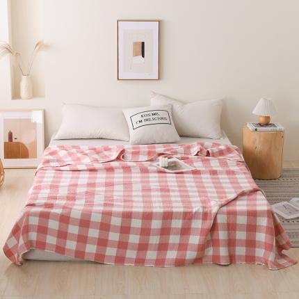 91家纺网 家纺一手货源 找家纺 雯雨 2022新款无印风纱布毛巾被夏被直播 素雅粉