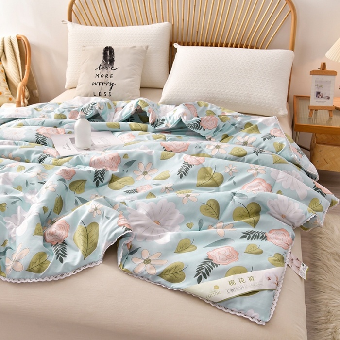 91家纺网 家纺一手货源 找家纺 总富威堡2023棉花夏被小清新印花水洗棉夏凉被洛卡棉空调被