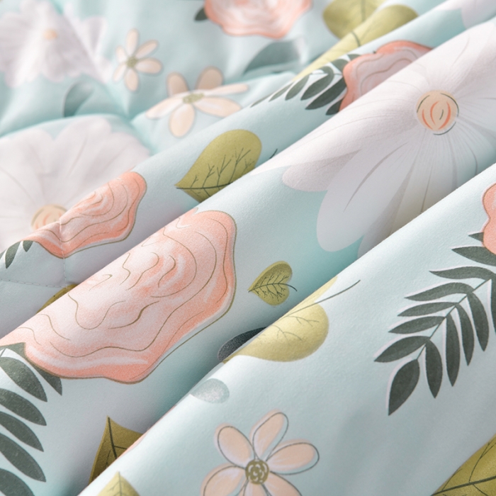 91家纺网 家纺一手货源 找家纺 总富威堡2023棉花夏被小清新印花水洗棉夏凉被洛卡棉空调被