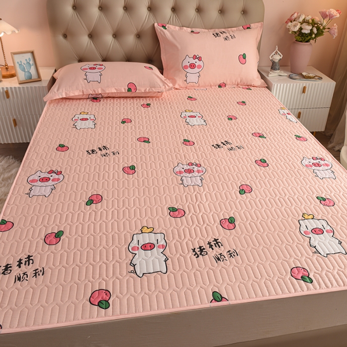 91家纺网 家纺一手货源 找家纺 床笠人家 2021新款全棉夹棉防水床护垫 猪柿顺利