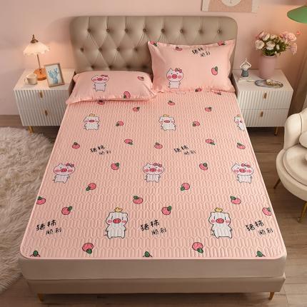 床笠人家 2021新款全棉夹棉防水床护垫 猪柿顺利