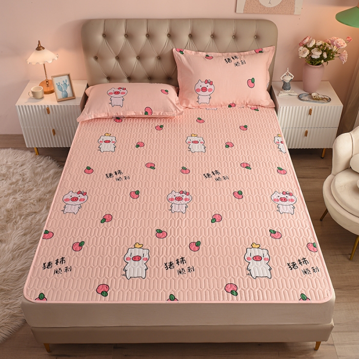 91家纺网 家纺一手货源 找家纺 床笠人家 2021新款全棉夹棉防水床护垫 猪柿顺利