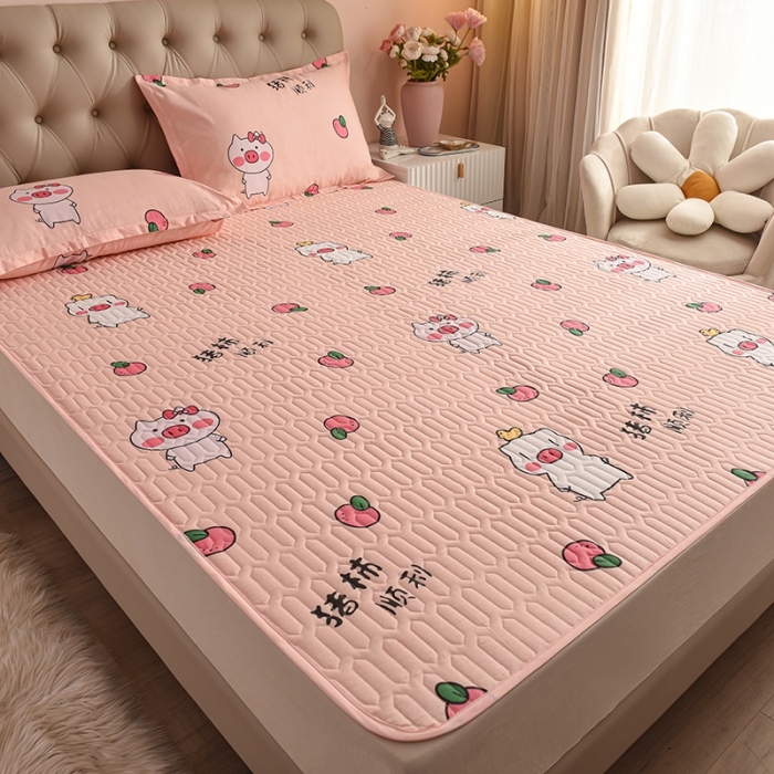 91家纺网 家纺一手货源 找家纺 床笠人家 2021新款全棉夹棉防水床护垫 猪柿顺利