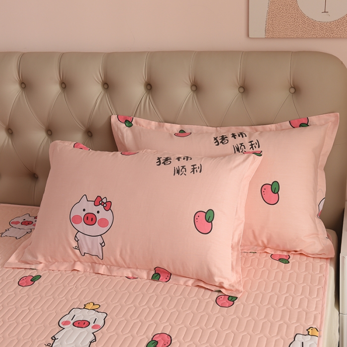 91家纺网 家纺一手货源 找家纺 床笠人家 2021新款全棉夹棉防水床护垫 猪柿顺利