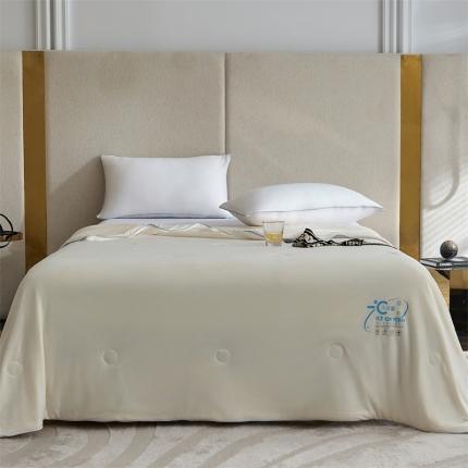 91家纺网 家纺一手货源 找家纺 头等舱22新款A类100%锦纶凉感35大豆抗菌夏被舒夏本白