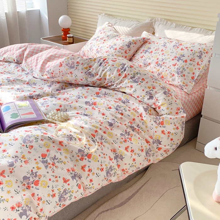 91家纺网 家纺一手货源 找家纺 怡家居 2022春季新款全棉四件套第五批 彩色小兔