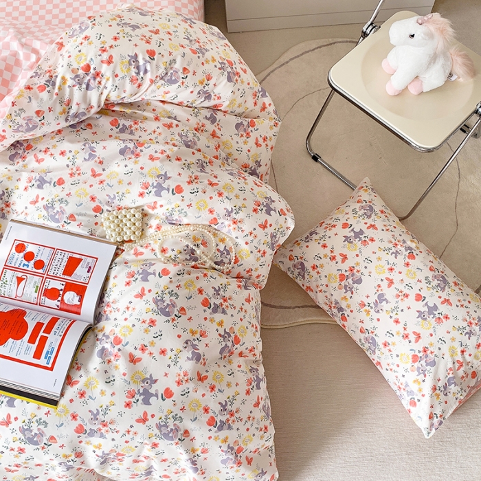 91家纺网 家纺一手货源 找家纺 怡家居 2022春季新款全棉四件套第五批 彩色小兔