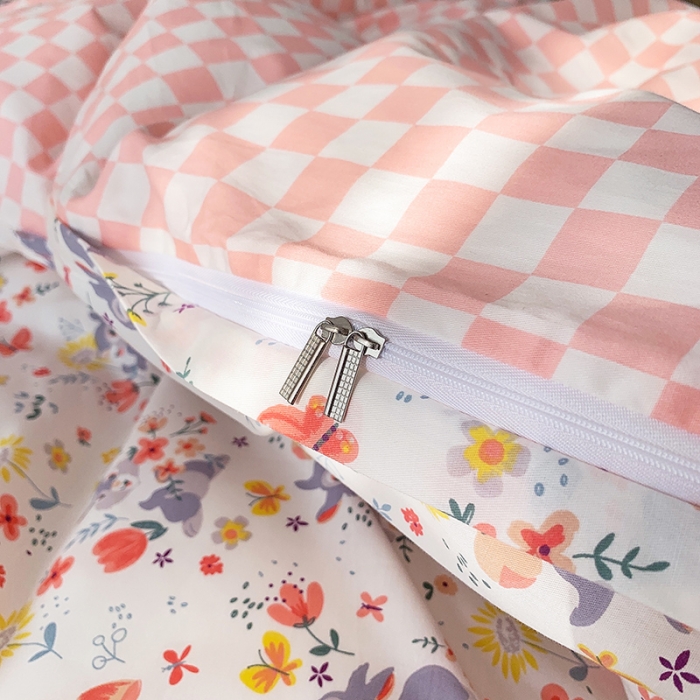 91家纺网 家纺一手货源 找家纺 怡家居 2022春季新款全棉四件套第五批 彩色小兔