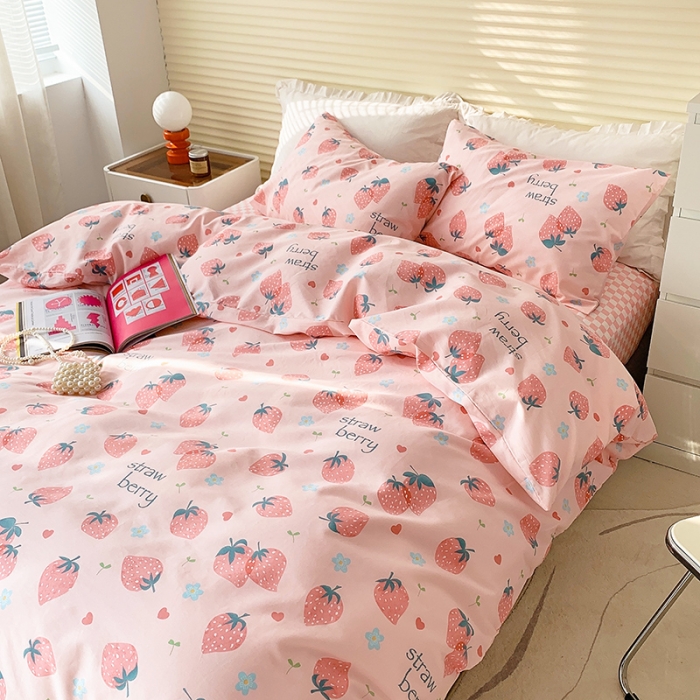 91家纺网 家纺一手货源 找家纺 怡家居 2022春季新款全棉四件套第五批 甜蜜草莓