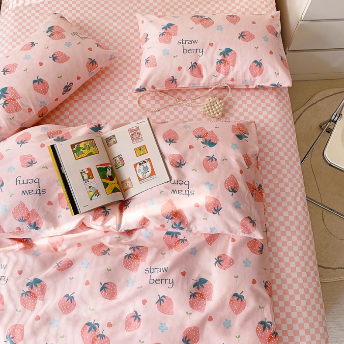 91家纺网 家纺一手货源 找家纺 怡家居 2022春季新款全棉四件套第五批 甜蜜草莓