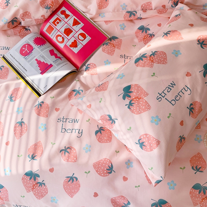 91家纺网 家纺一手货源 找家纺 怡家居 2022春季新款全棉四件套第五批 甜蜜草莓