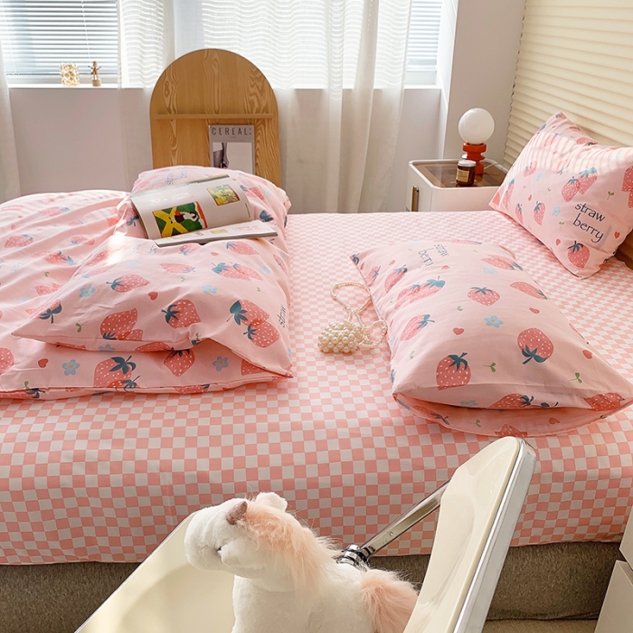 91家纺网 家纺一手货源 找家纺 怡家居 2022春季新款全棉四件套第五批 甜蜜草莓