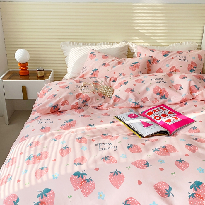 91家纺网 家纺一手货源 找家纺 怡家居 2022春季新款全棉四件套第五批 甜蜜草莓