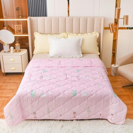 91家纺网 家纺一手货源 找家纺 好欣怡家纺 2024新款海藻棉夏被夏凉被 夏日甜心粉