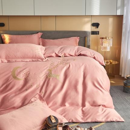 91家纺网 家纺一手货源 找家纺 （总）凡客 2022新款磨毛提花重工刺绣小鹿四件套学生宿舍三件套