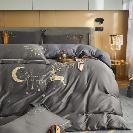 91家纺网 家纺一手货源 找家纺 （总）凡客 2022新款磨毛提花重工刺绣小鹿四件套学生宿舍三件套