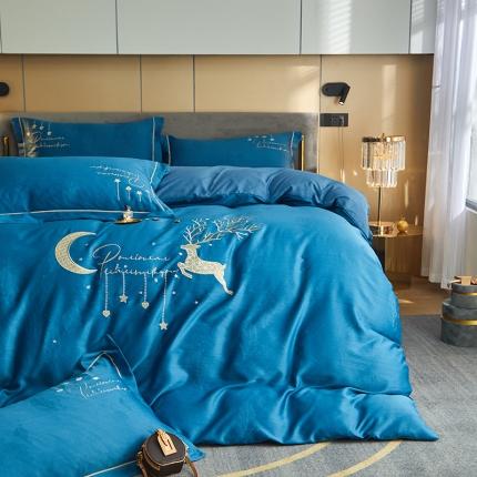 91家纺网 家纺一手货源 找家纺 （总）凡客 2022新款磨毛提花重工刺绣小鹿四件套学生宿舍三件套