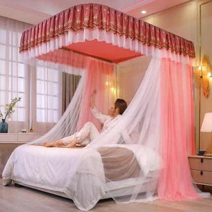 91家纺网 家纺一手货源 找家纺 迪凡保罗 2022新款A36双层纱导轨蚊帐  红玉色