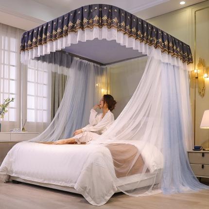 91家纺网 家纺一手货源 找家纺 迪凡保罗 2022新款A36双层纱导轨蚊帐 蓝灰色