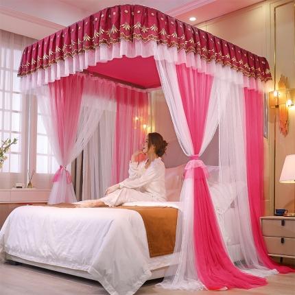 91家纺网 家纺一手货源 找家纺 迪凡保罗 2022新款A36双层纱导轨蚊帐 玫红色