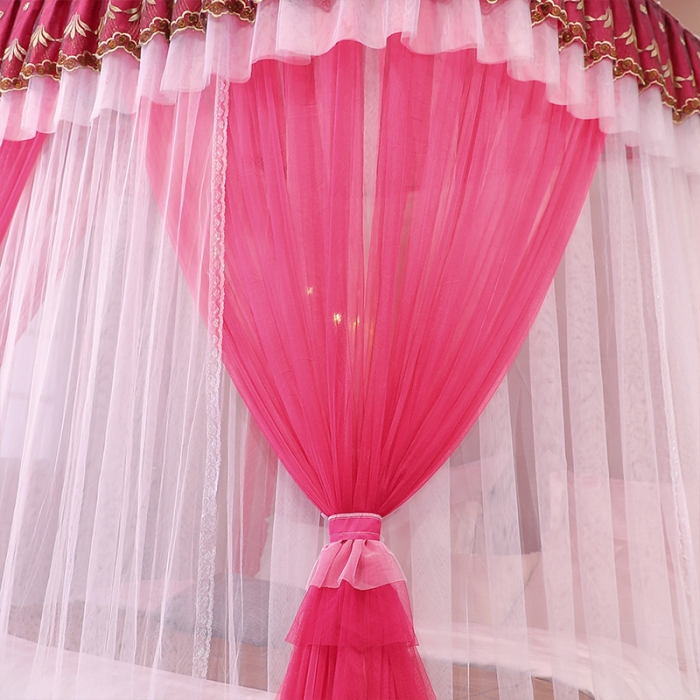 91家纺网 家纺一手货源 找家纺 迪凡保罗 2022新款A36双层纱导轨蚊帐 玫红色