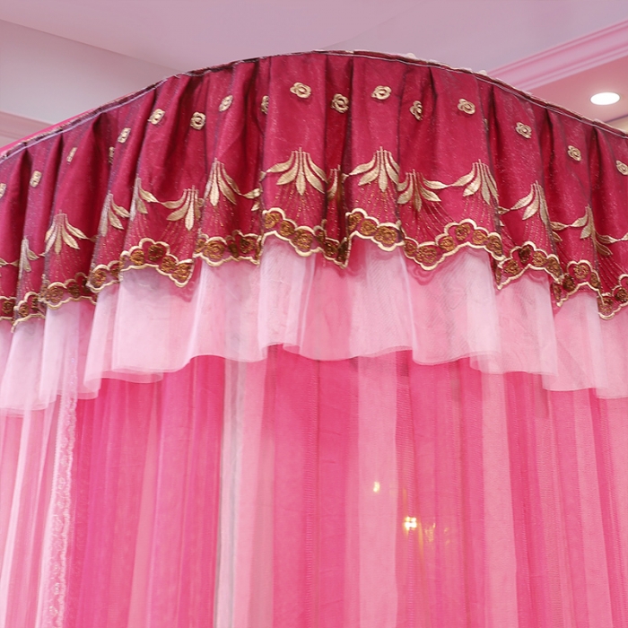 91家纺网 家纺一手货源 找家纺 迪凡保罗 2022新款A36双层纱导轨蚊帐 玫红色