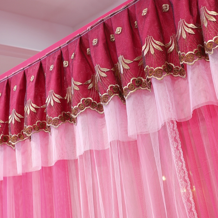 91家纺网 家纺一手货源 找家纺 迪凡保罗 2022新款A36双层纱导轨蚊帐 玫红色